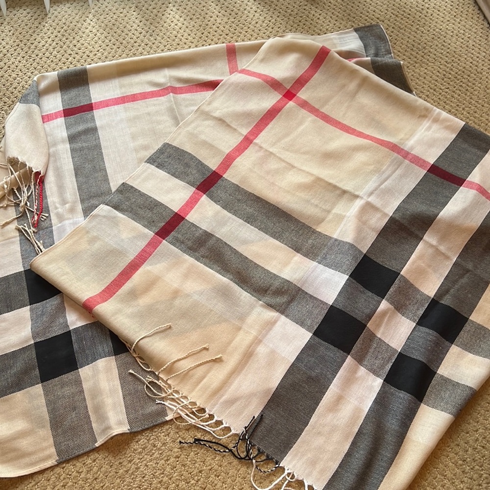 Beige Red and Black Pashmina